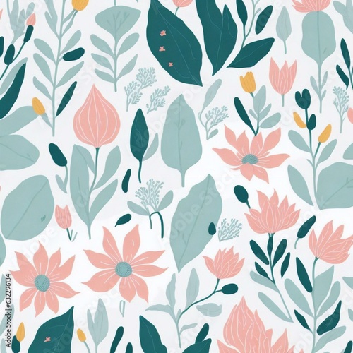 A close-up of a small pastel lilies pattern background with white flowers. AI-Generated. © Pram