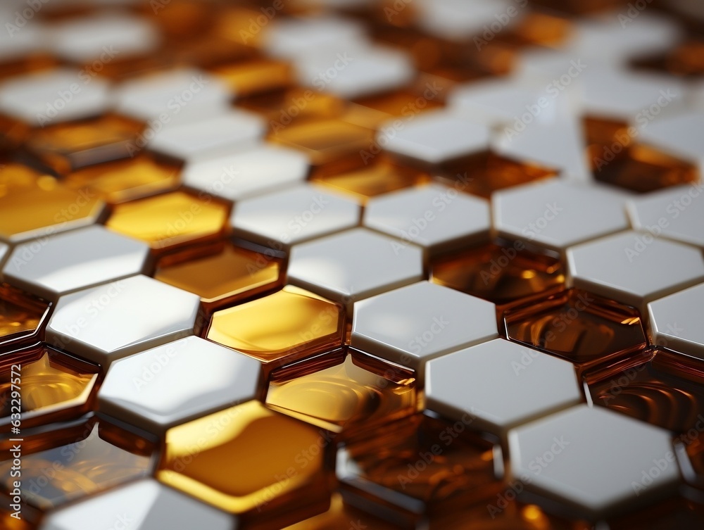 3D abstract hexagon background in golden and white colors honeycombs 3D abstract designs generative ai 3D abstract hexagon background in golden and white colors honeycombs 3D abstract designs generative ai