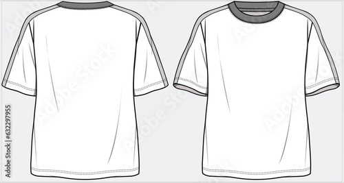 CONTRAST TAPING DETAIL RINGER TEE KNIT PERFORMANCE T SHIRT DESIGN FOR WOMEN AND TEEN GIRLS IN VECTOR FILE