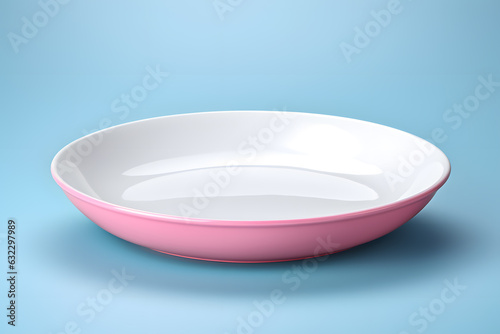3d illustration mock up of empty white and pink plate  © Oksana