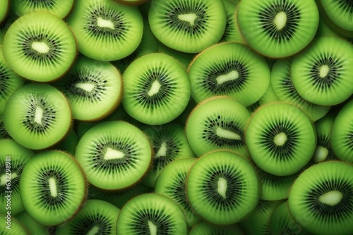Kiwi fruit close-up as a background. Top view