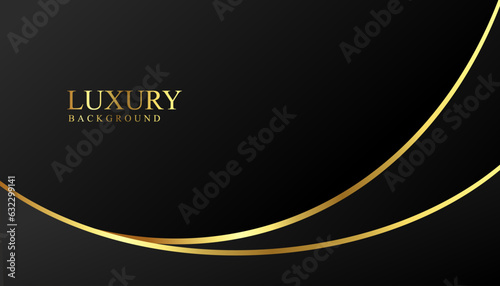 Luxury black background with golden outline. Modern background concept in 3d style. Vector illustration