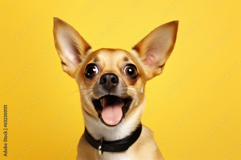 cute dog on yellow background, AI Generated