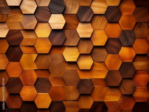 abstract wooden seamless hexagonal mosaic tiles laid down in consisting of wooden texture generative ai