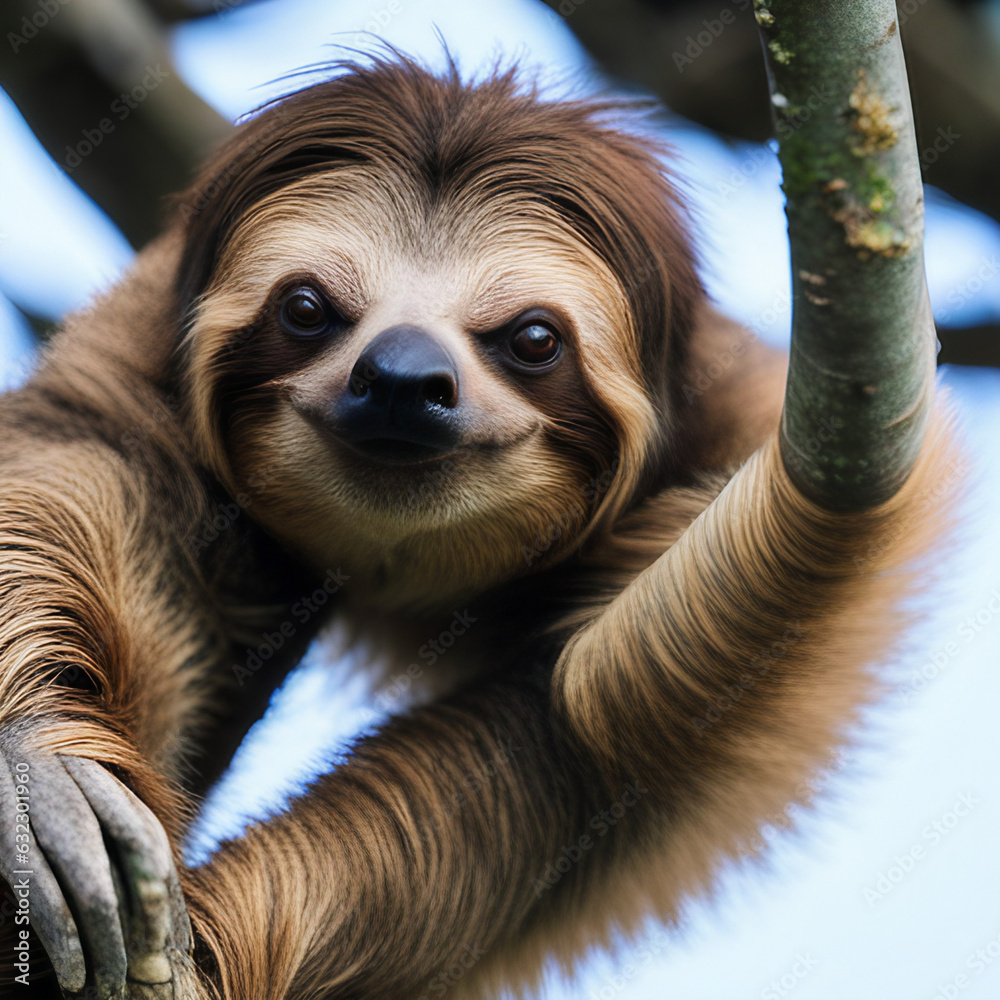 Fototapeta premium Sloth hanging from a tree