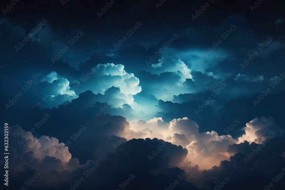 Clouds in the night sky