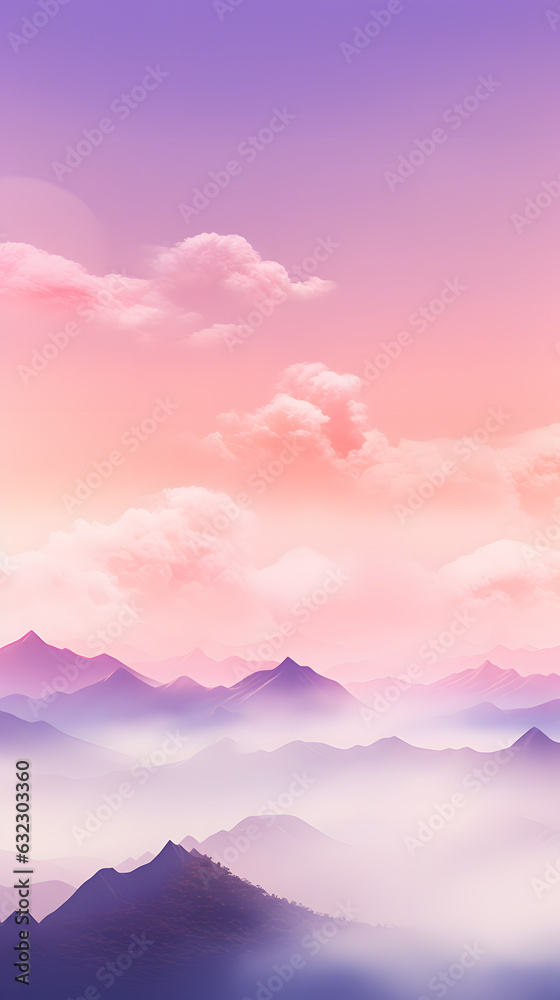 Gradient pastel abstract minimalistic mountain mist cloudscape hd phone wallpaper ai generated