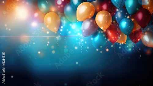 Celebration background with balloons. Festival, holiday, party or event backdrop with place for text