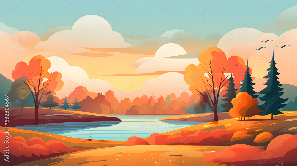 Autumn landscape flat design background