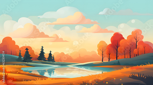 Autumn landscape flat design background