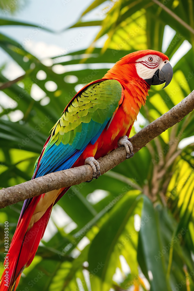 Obraz premium Ara parrot in wild jungle