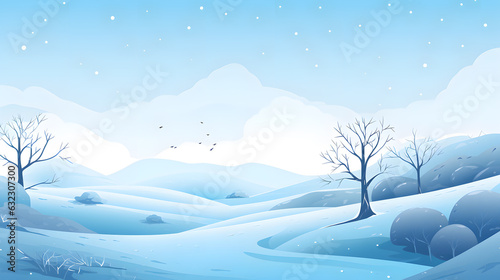 Snowy Winter mountains landscape flat design background © Oksana