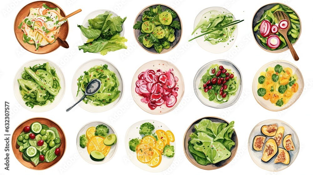 a bunch of plates of food that are on a table. generative ai a bunch of plates of food that are on a table. generative ai