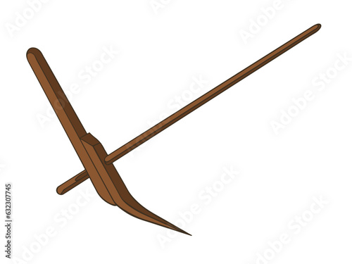 Wooden Plough Vector used in farming. Farmer's Plough icon vector illustration, on a white background. photo