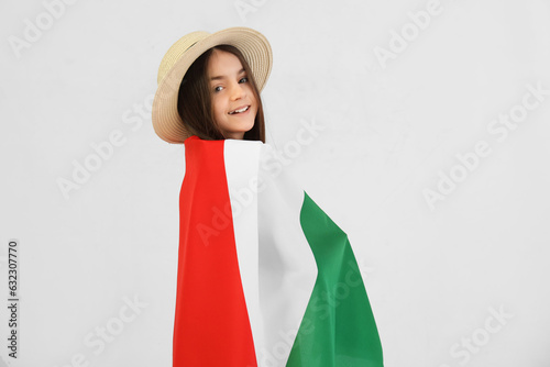 Little girl with flag of It...
