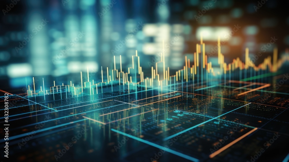 Background with graph stock market on screen, candles Background with graph stock market on screen, candles