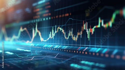 Background with graph stock market on screen, candles