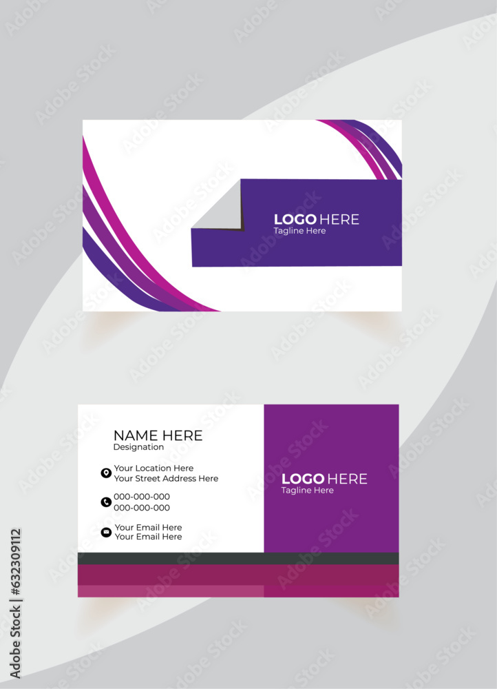 Business card design in corporate style.purple and deep blue color.vector illustration.