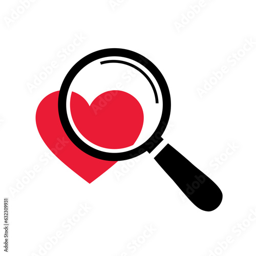 Magnifying glass over a heart