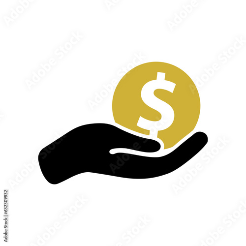 Donating hand with a coin