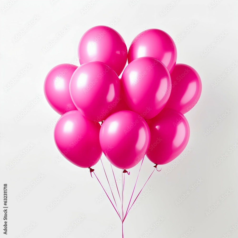 Bright Pink Balloons Isolated on White Background. Generative ai Bright Pink Balloons Isolated on White Background. Generative ai
