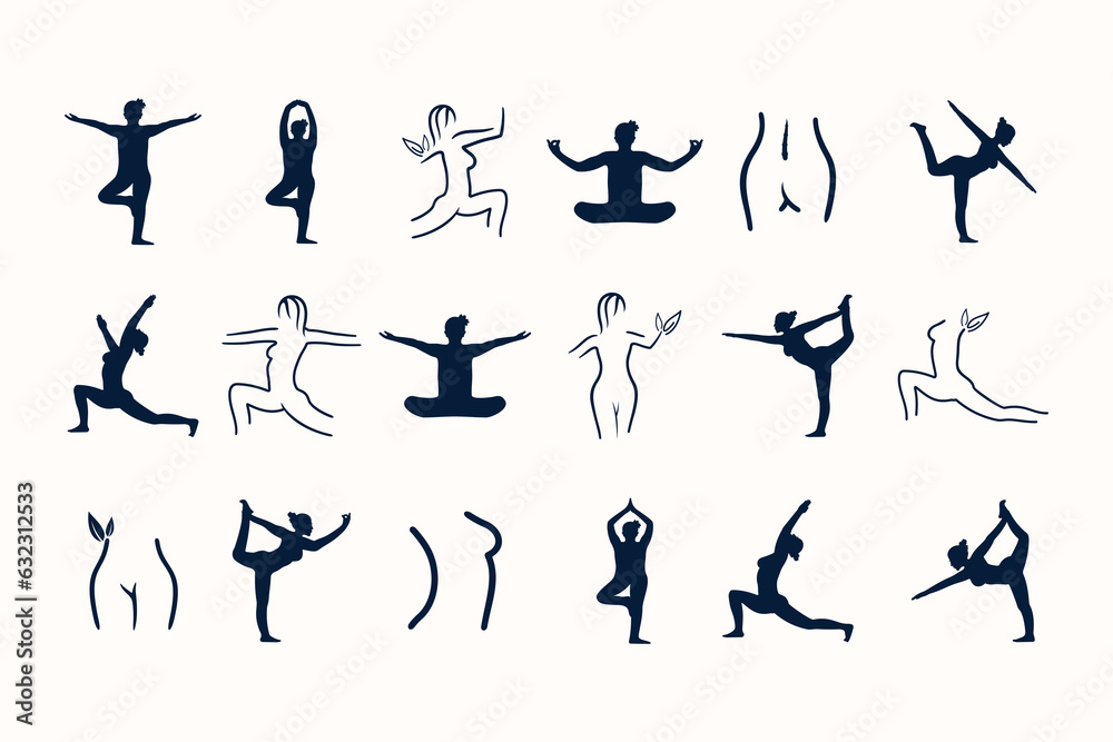 Set of yoga logo design element vector for your business Set of yoga logo design element vector for your business
