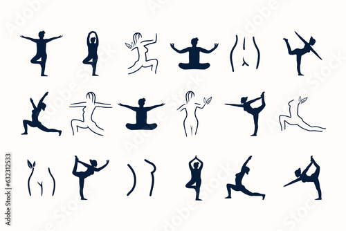 Set of yoga logo design element vector for your business