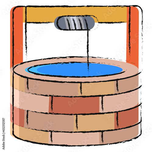 Vector hand drawn Water well illustration