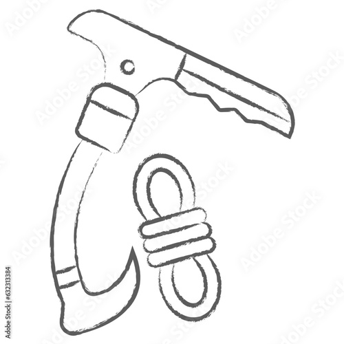 Vector hand drawn Ice Axe illustration