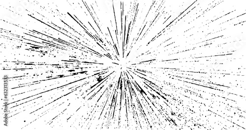 Circular starburst explosion texture. Distressed uneven grunge background. Abstract vector illustration. Overlay to create interesting effect and depth. Isolated on white background.
