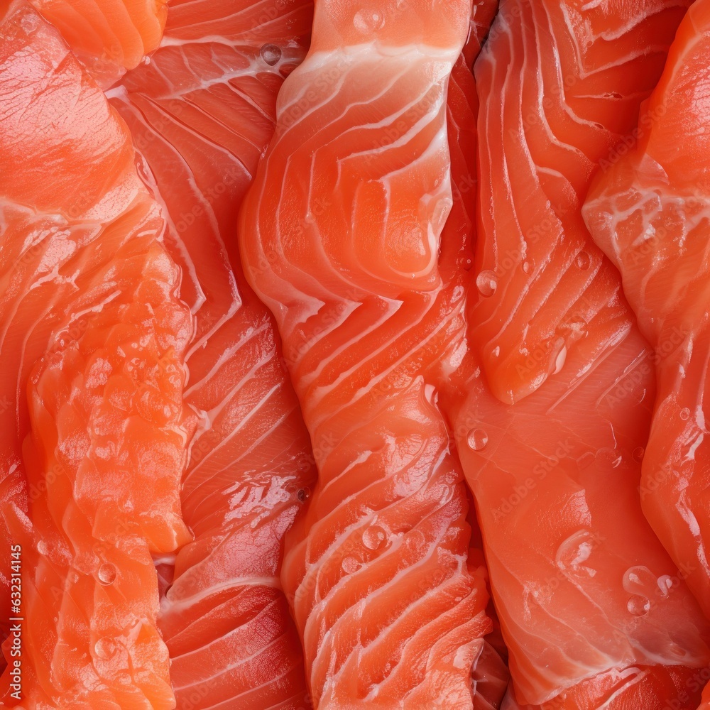 Ocean's Offering: Seamless Salmon Meat Pattern