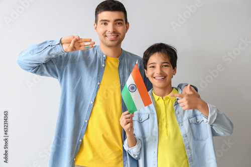Little boy with his father ...