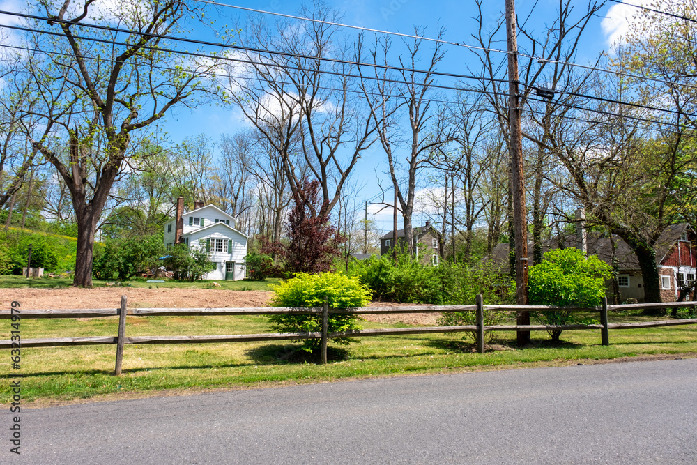 houses in rural New Jersey in the spring