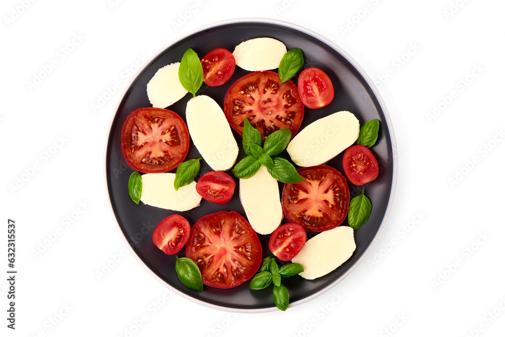 Caprese salad, isolated on white background. Caprese salad, isolated on white background.