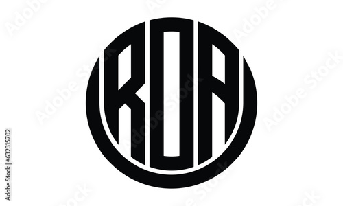 ROA shield in circle logo design vector template. lettermrk, wordmark, monogram symbol on white background.	