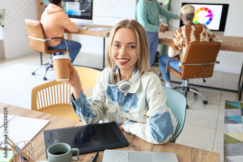 Female graphic designer wit...