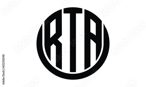 RTA shield in circle logo design vector template. lettermrk, wordmark, monogram symbol on white background.	