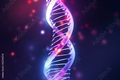 Futuristic Science: Holographic Projection of DNA Strands. Generative AI