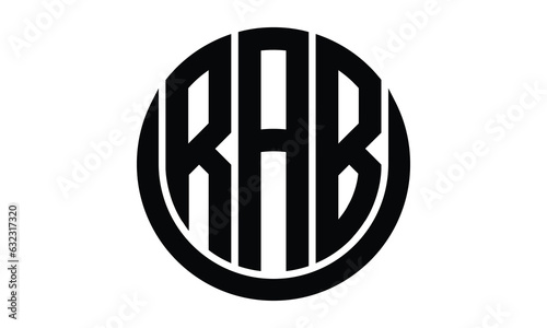 RAB shield in circle logo design vector template. lettermrk, wordmark, monogram symbol on white background.	
