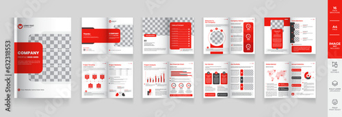 Corporate company profile brochure template layout, multipage business brochure design, project proposal layout, annual report booklet