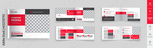 Landscape company profile brochure template layout design, corporate company profile brochure, red minimal landscape company profile template layout
