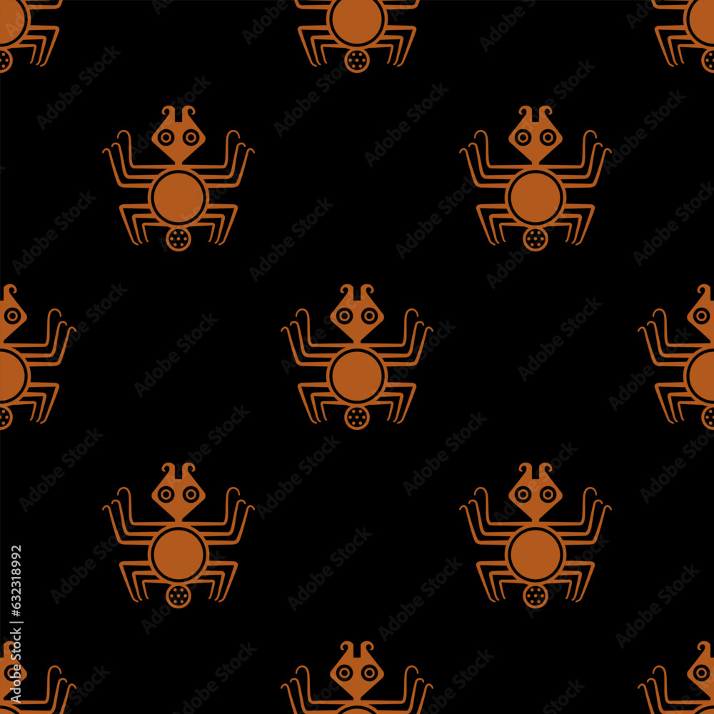 Vetor de Seamless Halloween pattern with stylized spiders. Native ...