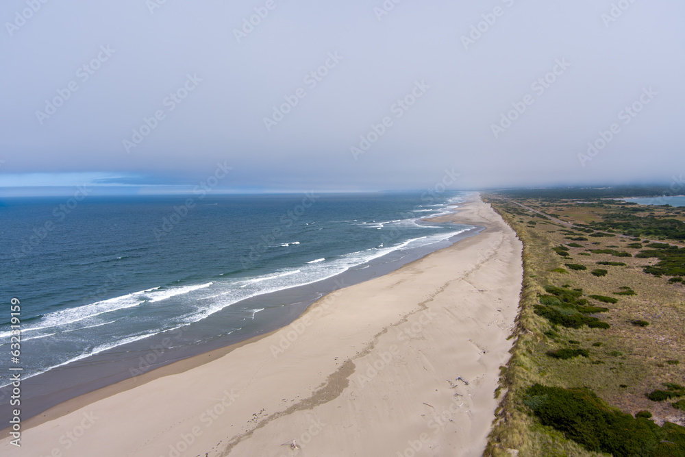Aerial view of Bandon Beach along the Oregon coast in the Pacific Northwest
