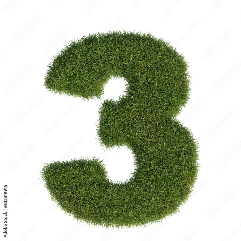 font art 3d rendering, artistic font covered with grass, alphabet numbers with transparent background font art 3d rendering, artistic font covered with grass, alphabet numbers with transparent background