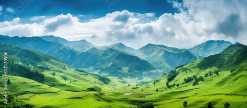 serene and scenic landscape with a mountain, sky, and clouds. It exudes tranquility and relaxation, © HN Works