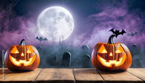halloween pumpkins with a horror background, halloween background, Generative AI