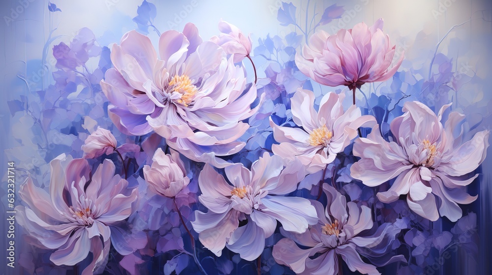 Background lilac peonies, oil painting. Generative AI