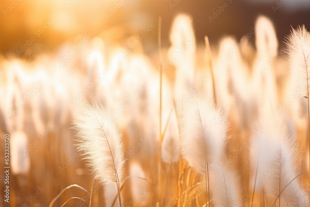 Abstract nature background - tussock cottongrass at sunset light