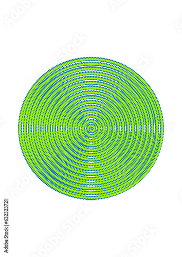 interessante kreisfigur mit vielen konzentrischen ringen und vier strukturierten sektoren, modern art