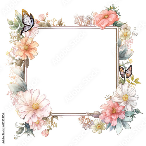 Romantic flotal watercolor frame